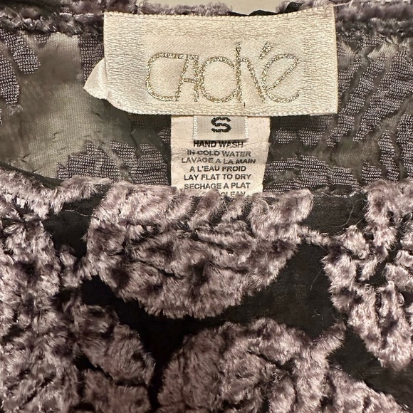 ✨ Y2K Vintage Cache Women's Short Sleeve Sheer & Textured Top - Black and Gray ✨ - Picture 4 of 4